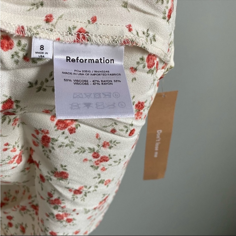 Reformation Cream Floral Mini Dress with Red Blossom Print - Picture 7 of 8